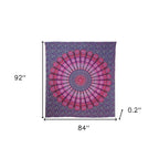92" X 84" Pink Red And Purple Mandala Cotton Hanging Tapestry