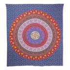 92" X 84" Blue Red And Yellow Mandala Cotton Hanging Tapestry