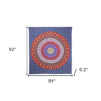 92" X 84" Blue Red And Yellow Mandala Cotton Hanging Tapestry