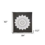 92" X 84" Black And White Mandala Cotton Hanging Tapestry