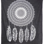 92" X 84" Black And White Abstract Cotton Hanging Tapestry