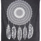 92" X 84" Black And White Abstract Cotton Hanging Tapestry