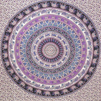 92" X 84" Purple Black And White Mandala Cotton Hanging Tapestry