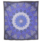 92" X 84" Purple Black And White Mandala Cotton Hanging Tapestry