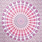 92" X 84" Pink White And Red Mandala Cotton Hanging Tapestry