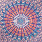 92" X 84" Orange Purple And Blue Mandala Cotton Hanging Tapestry