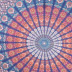 92" X 84" Orange Purple And Blue Mandala Cotton Hanging Tapestry
