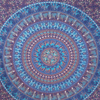 92" X 84" Sky Blue And Purple Mandala Cotton Hanging Tapestry