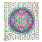 88" X 84" Green Purple And White Floral Cotton Hanging Tapestry