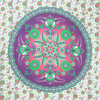 88" X 84" Green Purple And White Floral Cotton Hanging Tapestry