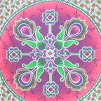 88" X 84" Green Pink And White Floral Cotton Hanging Tapestry