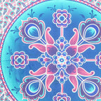 88" X 84" Pink Sky Blue And White Floral Cotton Hanging Tapestry