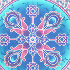 88" X 84" Pink Sky Blue And White Floral Cotton Hanging Tapestry