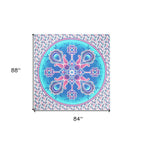 88" X 84" Pink Sky Blue And White Floral Cotton Hanging Tapestry