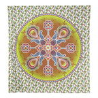 88" X 84" Green White And Yellow Floral Cotton Hanging Tapestry