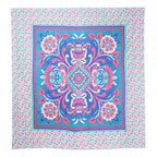 88" X 84" Blue Red And White Floral Cotton Hanging Tapestry
