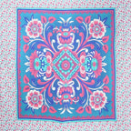 88" X 84" Blue Red And White Floral Cotton Hanging Tapestry
