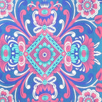 88" X 84" Blue Red And White Floral Cotton Hanging Tapestry