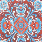 88" X 84" Red Blue And White Floral Cotton Hanging Tapestry