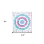88" X 84" Pink Blue And White Floral Cotton Hanging Tapestry