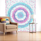 88" X 84" Pink Blue And White Floral Cotton Hanging Tapestry