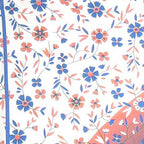 88" X 84" Blue White And Orange Floral Cotton Hanging Tapestry