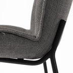 Set of Two Gray and Black Fabric Dining Side Chairs