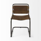 Black Leather Metal Open Back Dining Side Chair