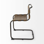 Black Leather Metal Open Back Dining Side Chair