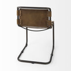 Black Leather Metal Open Back Dining Side Chair