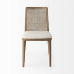 Set Of Two Cream And Brown Upholstered Fabric Cross Back Side Chairs