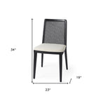 Set Of Two Cream And Brown Upholstered Fabric Cross Back Side Chairs