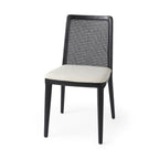 Set Of Two Cream And Brown Upholstered Fabric Cross Back Side Chairs
