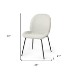 Set of Two White and Black Upholstered Fabric Dining Side Chairs