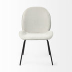 Set of Two White and Black Upholstered Fabric Dining Side Chairs