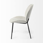 Set of Two White and Black Upholstered Fabric Dining Side Chairs