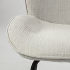 Set of Two White and Black Upholstered Fabric Dining Side Chairs
