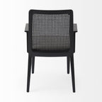 Cream And Black Upholstered Fabric Dining Arm Chair