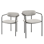 Set of Two Cream and Gold Fabric Open Back Dining Arm Chairs