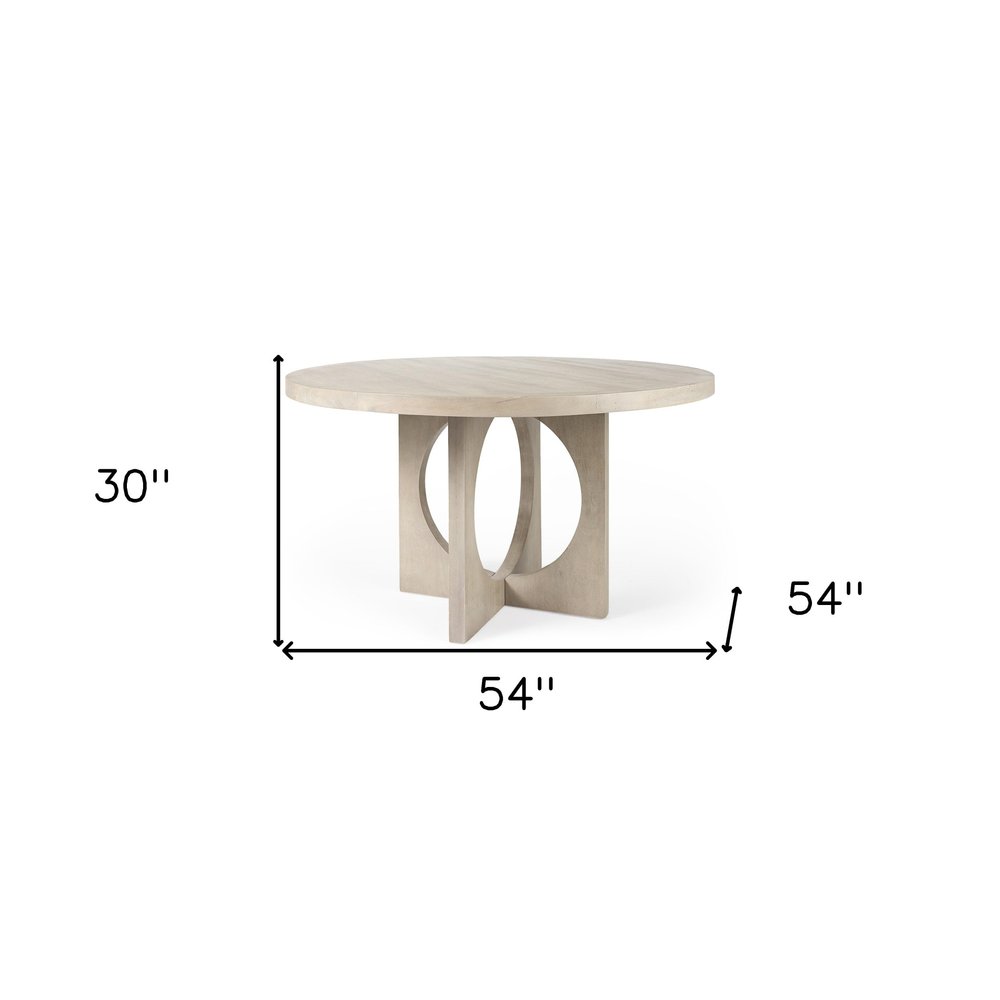 54" Black Rounded Solid Wood Pedestal Base Dining Table