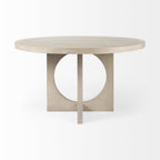54" Black Rounded Solid Wood Pedestal Base Dining Table