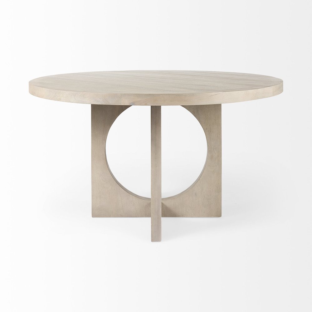 54" Black Rounded Solid Wood Pedestal Base Dining Table