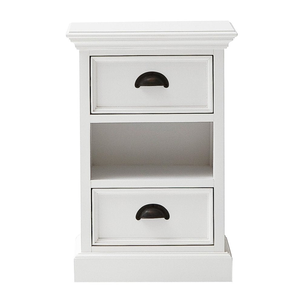 24" White Solid Wood Two Drawer Nightstand