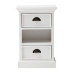 24" White Solid Wood Two Drawer Nightstand