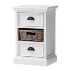24" White Solid Wood Two Drawer Nightstand