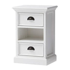 24" White Solid Wood Two Drawer Nightstand