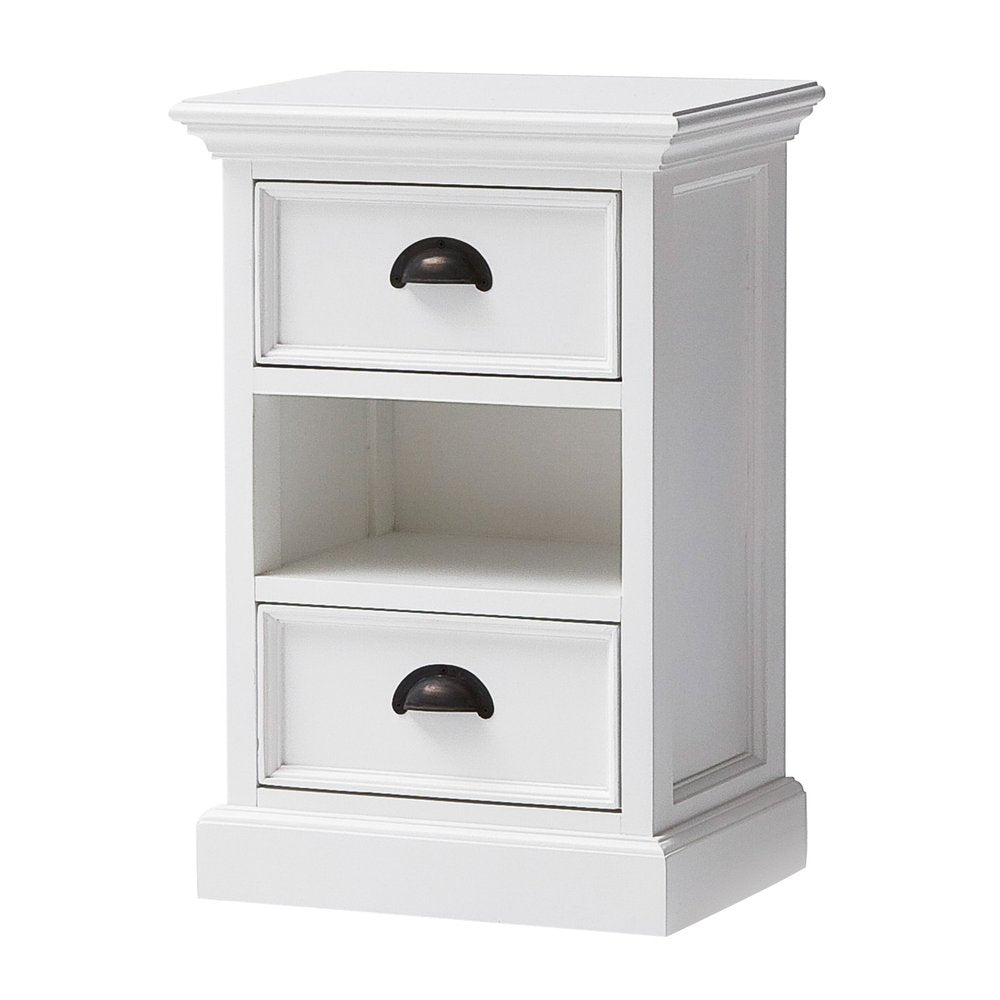 24" White Solid Wood Two Drawer Nightstand