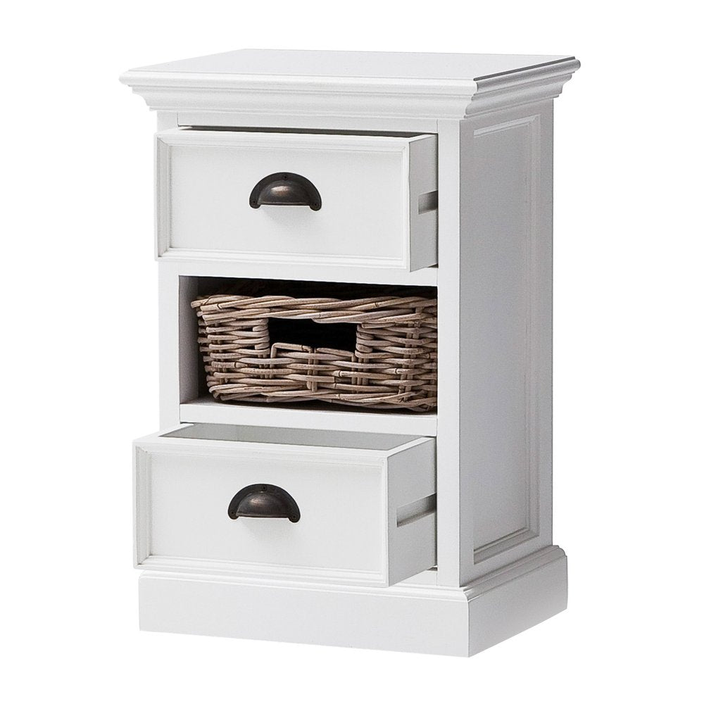 24" White Solid Wood Two Drawer Nightstand