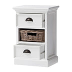 24" White Solid Wood Two Drawer Nightstand