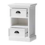 24" White Solid Wood Two Drawer Nightstand